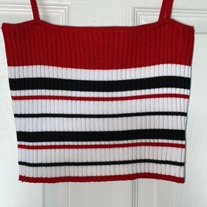Sexy Red ❤️, White 🤍, Blue 💙 Stripes Crop Top